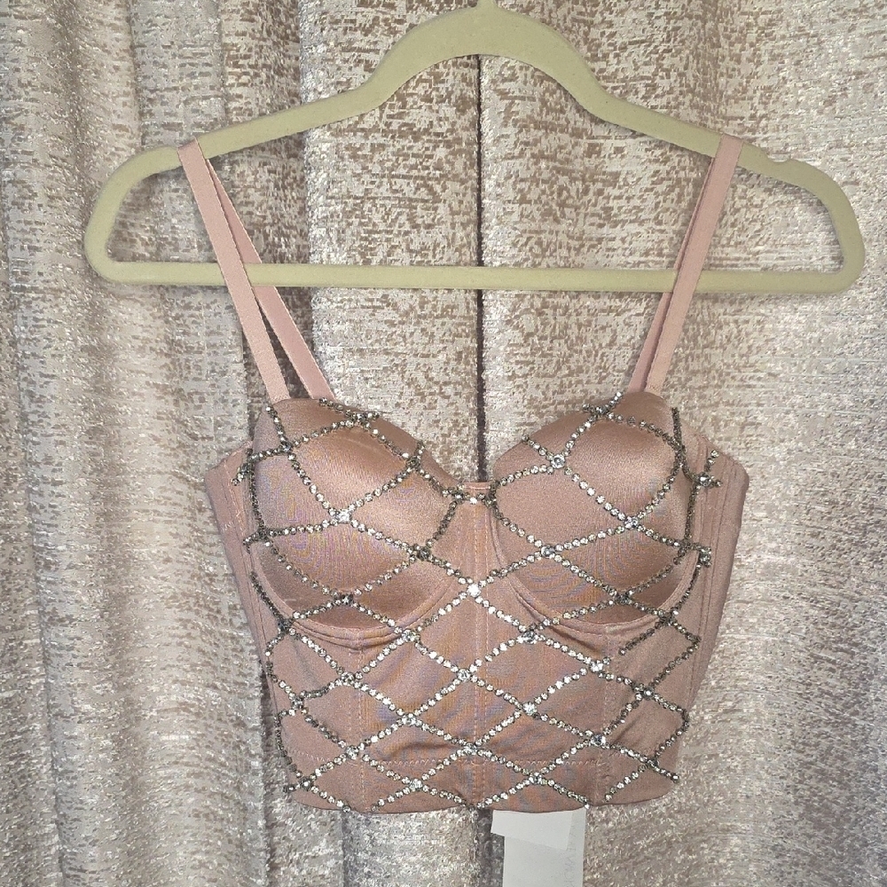 Embellished Blush Pink Bustier Top